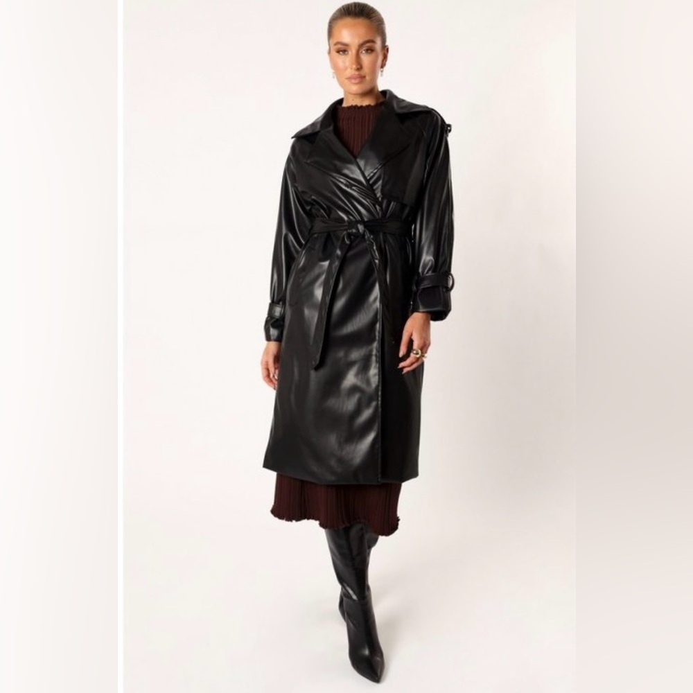 Petal and Pup Antonella Faux Leather Trench Coat